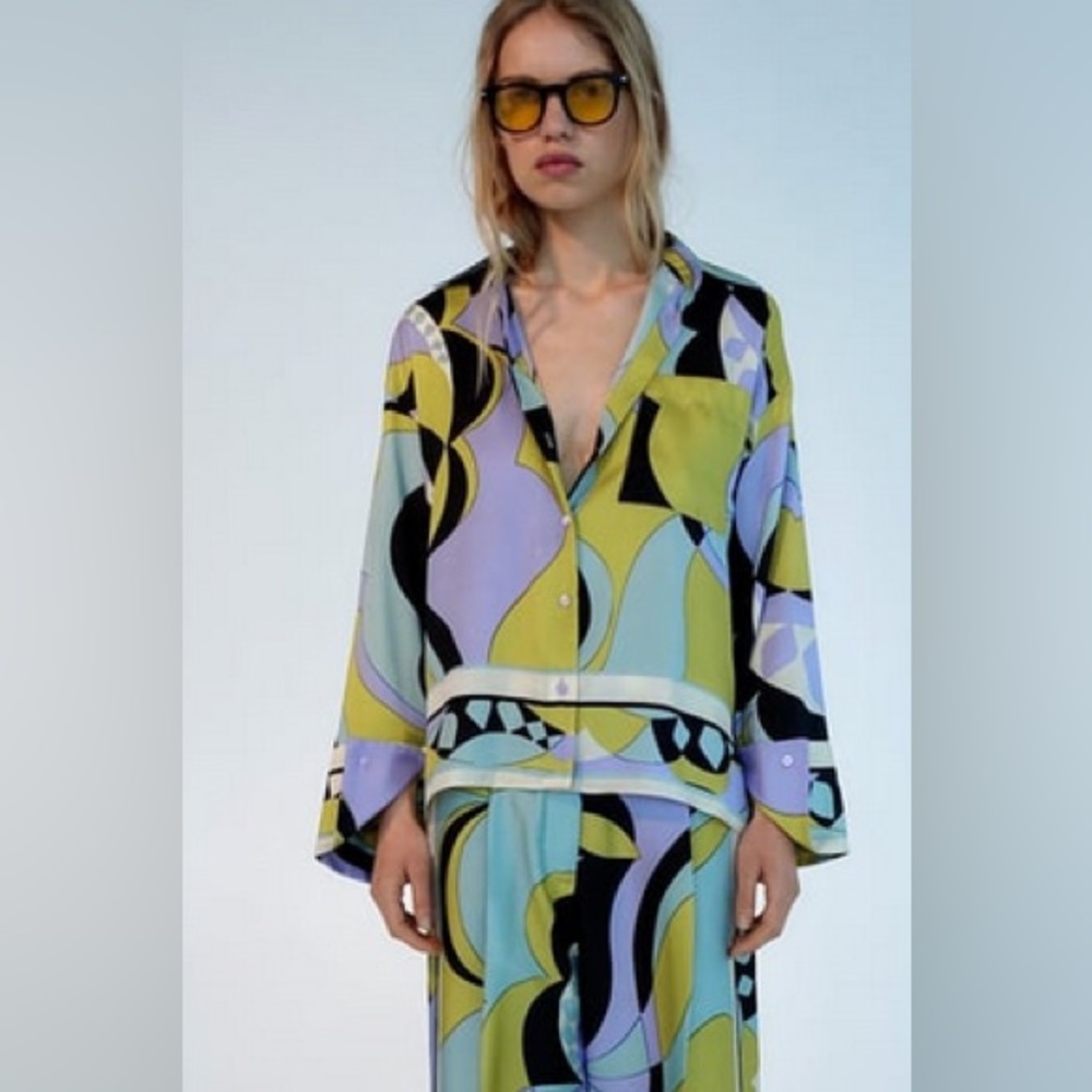 WORN ONCE - ZARA PUCCI PRINT POCKET SHIRT - Size S